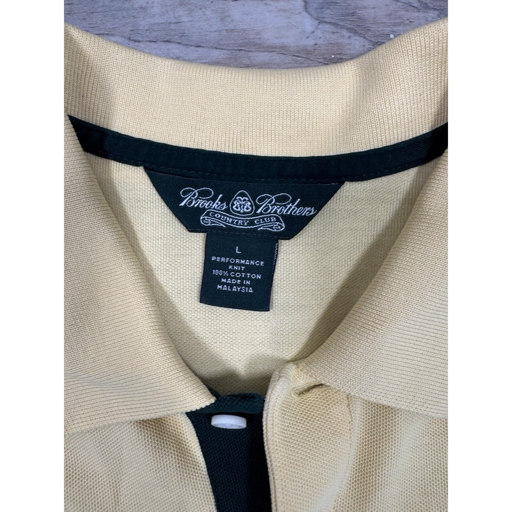 Brooks Brothers Country Club Golf Polo Yellow Performance Knit Mens Size L - Picture 2 of 7